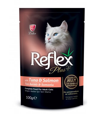 Reflex cat pouch τόνος & σολομός σε ζελέ 